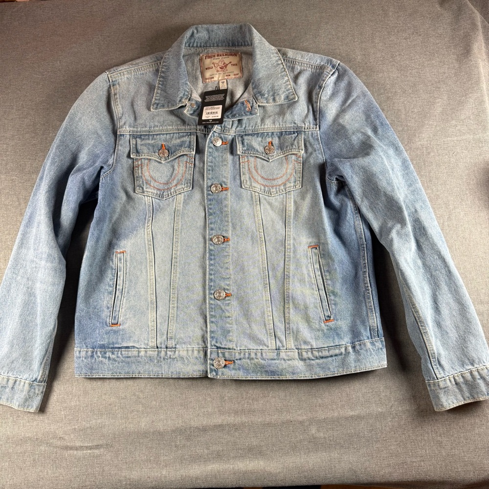 True Religion‎ Light Blue Jesse Denim Trucker Jacket size Large